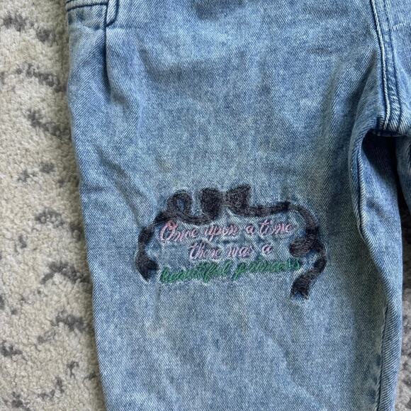 VTG 90s Acid Washed Denim Overalls with princess castle by Popsicle Sz 4 - Picture 5 of 12